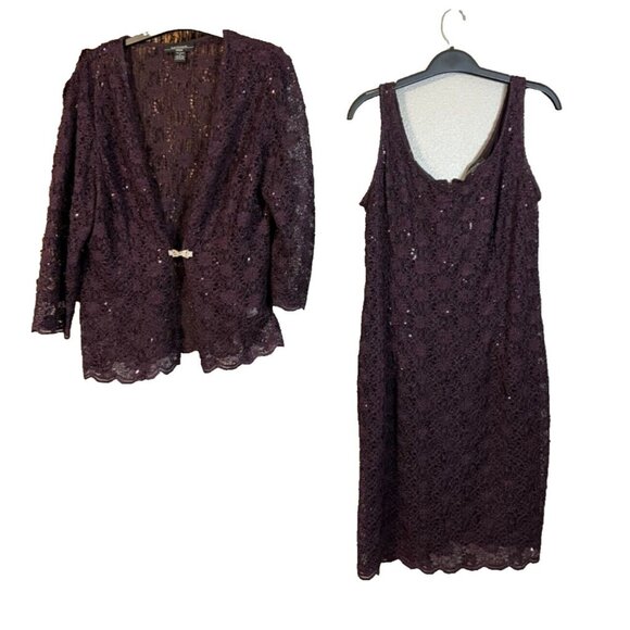 R & M Richards Dress & Jacket Purple 14P 14 P Cruise Wedding Party - Picture 5 of 12